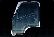 Кубическая форма кабины автомобилей ISUZU ELF